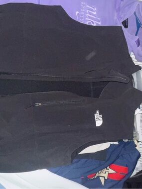 The North Face Black Fleece Vest with White Logo